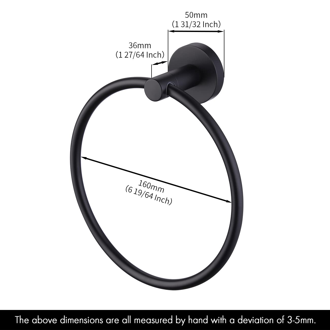 KES Matte Black Towel Ring Hand Towel Holder for Bathroom  Kitchen Bath Towel Holder Hangers Heavy Duty Storage Round Wall Mount SUS 304 Stainless Steel  A2180DG-BK